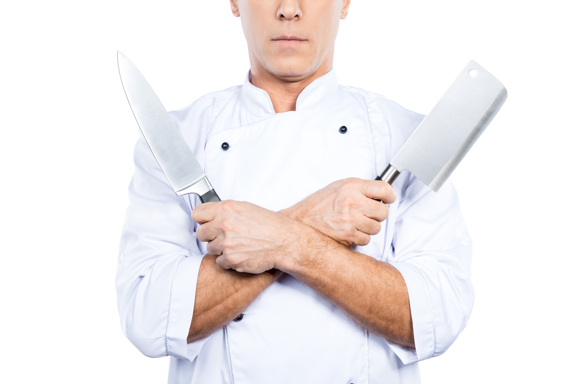 Instructor demonstrating knife technique on video